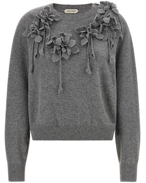 Alberta Ferretti 3D Floral Knit Jumper - Grey
