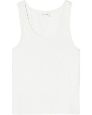 Closed Scoop Neck Tank Top - White