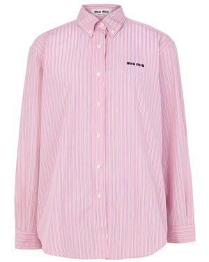 Miu Miu Long-Sleeved Oversized Shirt - Pink