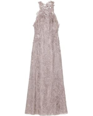 Alberta Ferretti Guipure-Lace Sleeveless Maxi Dress - Purple