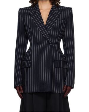 Mugler Pinstripe Double-Breasted Jacket - Blue