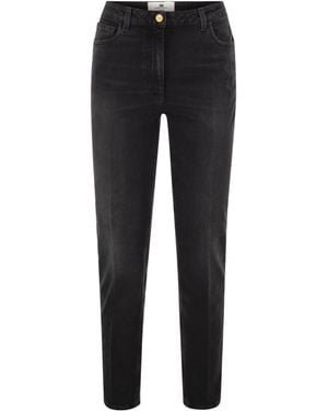 Elisabetta Franchi Tapered-Leg Slim Fit Jeans - Black