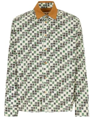 Marni Cream Poplin Shirt With Rhythms Print - Multicolour