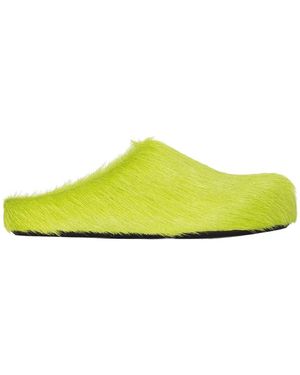 Marni Fussbett Round-Toe Calf-Hair Mules - Yellow
