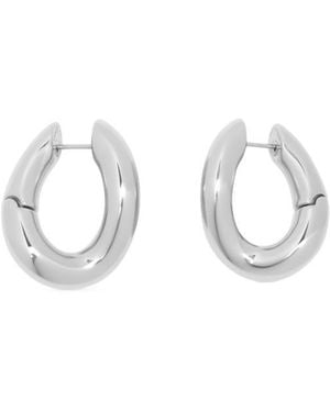 Balenciaga Logo Engraved Loop Earrings - White