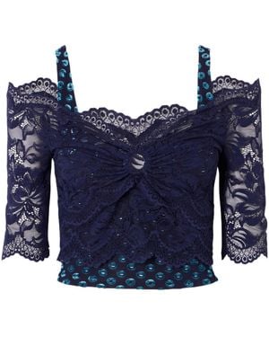 Rabanne Trompe-L'Œil Lace Top - Blue
