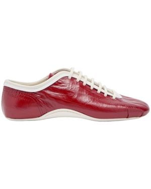 Dries Van Noten Crinkled Leather Trainers - Red