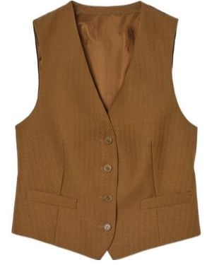 Burberry Single Breasted V-Neck Tailored Waistcoat - Brown