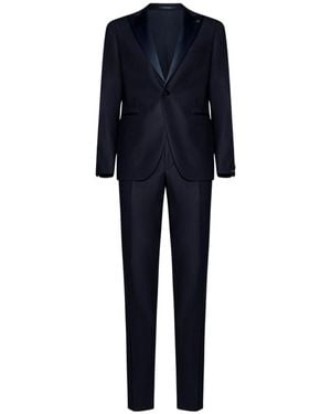 Tagliatore Satin Lapel Tuxedo Suit - Blue