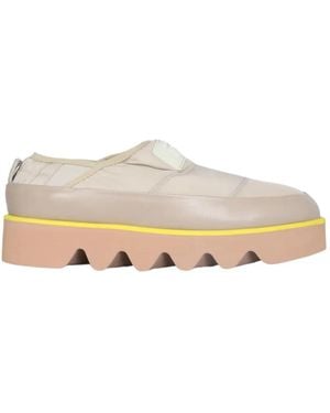 MSGM Platform Logo Patch Sneakers - Natural
