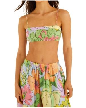 FARM Rio Spring Affair Beaded Crop Top - Green