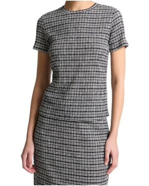 Vince Check Knit Top - Gray