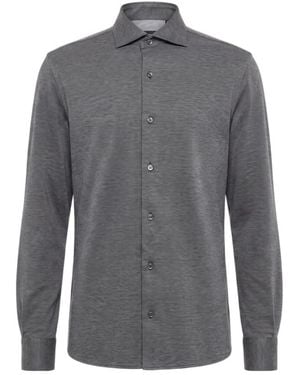 Peserico Long-Sleeve Button-Up Shirt - Gray