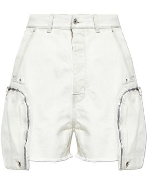 Rick Owens Zip Detail Denim Shorts - White