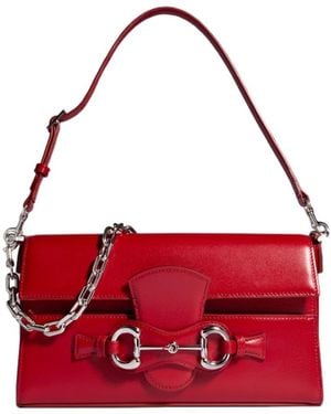 Gucci Horsebit Ristretto Medium Shoulder Bag - Red