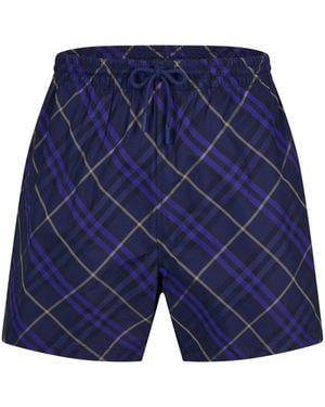 Burberry Checked Swimming Trunks - Blue