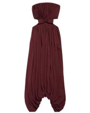 Balenciaga Bustier Draped Dress - Red