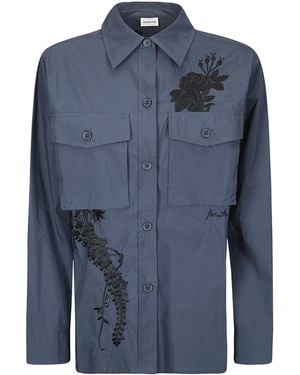 P.A.R.O.S.H. Floral Embroidered Shirt - Blue