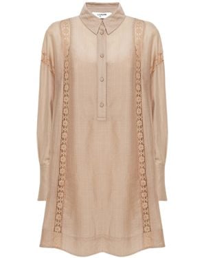 Blugirl Blumarine Collared Long-Sleeved Dress - Natural