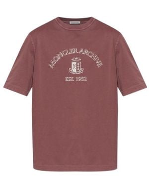 Moncler Logo Printed Crewneck T-Shirt - Red