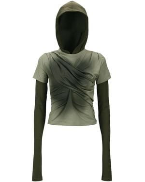 ANDERSSON BELL Pleated Hooded T-Shirt - Green