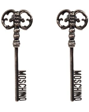 Moschino Logo Lettering Earrings - White