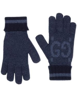 Gucci Gg Cashmere Gloves - Blue