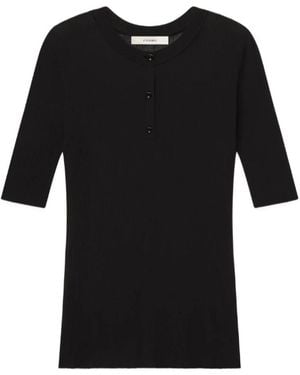 FRAME The Henley Rib Tee - Black