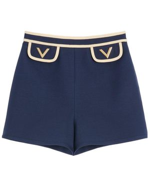Valentino Crepe Couture Shorts - Blue