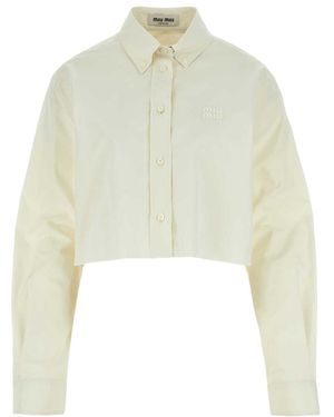 Miu Miu Button-Up Cropped Shirt - White