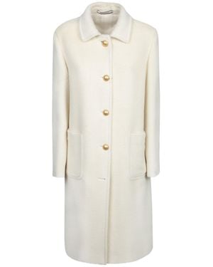 Tagliatore Golden Button Alpaca Coat - White
