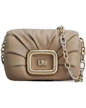 Roger Vivier Logo Engraved Foldover Top Shoulder Bag - Brown