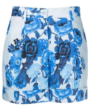 P.A.R.O.S.H. Floral-Print High-Waisted Shorts - Blue