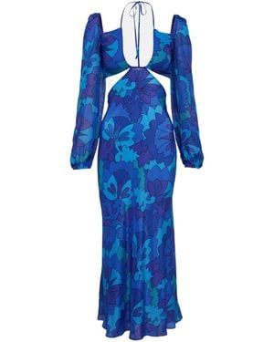 RIXO London Printed Georgette Dress - Blue
