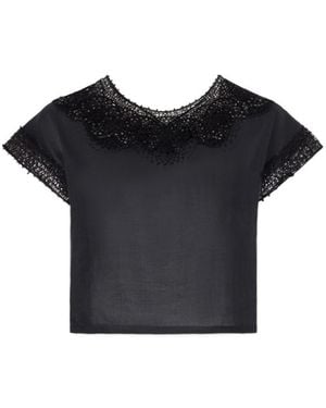 Nili Lotan Hollow-Out Decorative Top - Black
