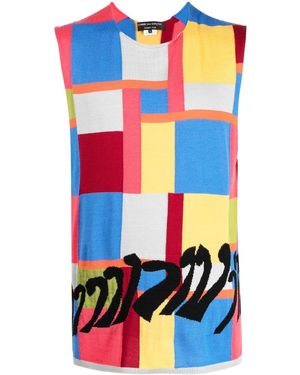 Comme des Garçons Geometric-Print Sleeveless Top - Blue