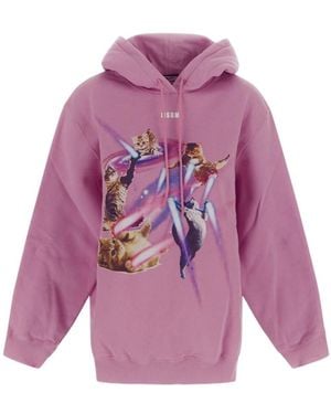 MSGM Graphic-Print Long-Sleeve Hoodie - Purple