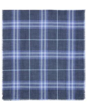 Burberry Reversible Check Fringed Scarf - Blue