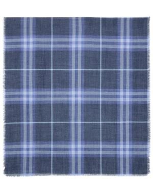 Burberry Fringed Check Scarf - Blue
