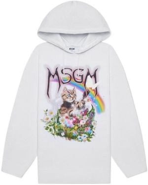 MSGM Logo Hooded Sweater - White