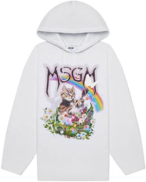 MSGM Logo Hooded Jumper - White