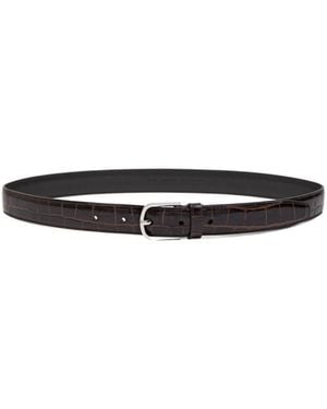 TOTEME Crocodile-Effect Leather Belt - White