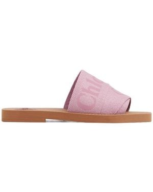 Chloé Woody Flat Slides - Pink