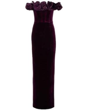 Rebecca Vallance Charles Off-Shoulder Velvet Gown - Blue