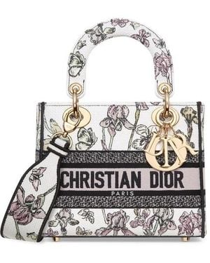 Dior Small Lady D-Lite Shoulder Bag - White