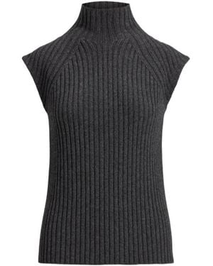 Ralph Lauren Ribbed High-Neck Sleeveless Top - Black