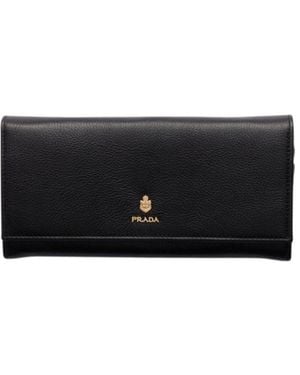 Prada Large Leather Wallet - Black