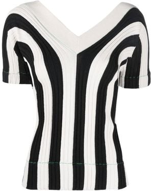 Bottega Veneta Ribbed-Knit Striped Top - Black