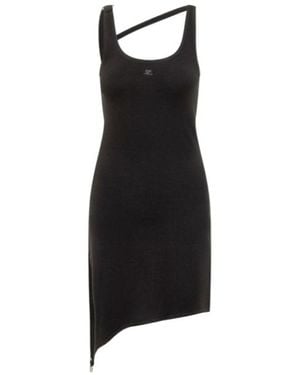 Courreges Asymmetrical-Strap Mini Dress - Black