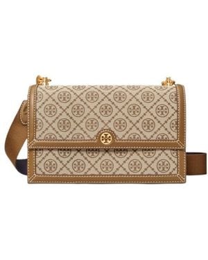 Tory Burch Monogram Jacquard Shoulder Bag - Natural